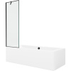 Mexen Cube obdĺžniková vaňa 180 x 80 cm so zástenou a 1-krídlovým paravánom 60 cm, čierny vzor - 550518080X9506007070