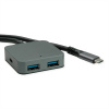 Kábel USB 3.2 Gen 1, A-A M/F 3m, 5Gbps, predlžovací, čierny, aktívny 4port HUB (2x USB A + 2x Typ C)