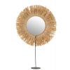 J-Line by Jolipa Stolné okrúhle zrkadlo v ráme z prírodnej trávy Raffia natural - 41*9*51 cm - J-Line by Jolipa