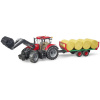 Bruder Traktor Case IH Optum 300 CVX s čelním nakladačem a přepravníkem na balíky