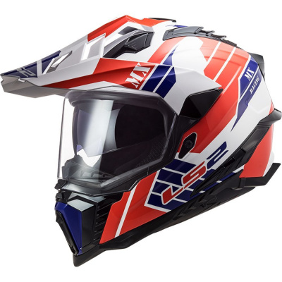 LS2 Helmets LS2 MX701 EXPLORER ATLANTIS G.WHITE RED BLUE - S