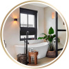 Tutumi nástenné zrkadlo kruhový kovový rám 600 x 600 mm (KÚPEĽŇOVÉ ZRKADLO ZLATÝ RÁM LED PODSVIETENIE okrúhle 60cm)