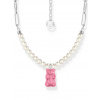 Thomas Sabo KE2207-082-9-L45V Link Chain with Pearls and pink Gold Bears Pendant 40-45 cm