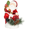 Dekorácia MagicHome Vianoce, Santa s čečinou, LED, terakota, 10x8,2x13,7 cm
