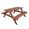 Rojaplast PIKNIK záhradný set drevený so sklopnými lavičkami 180 cm morený