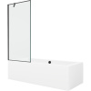 Mexen Cube obdĺžniková vaňa 180 x 80 cm s panelom a jednokrídlovým zástenou 80 cm, čierny vzor - 550518080X9508007070