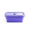 Skladacia silikónová krabička na jedlo coox 450 ml so skleneným viečkom Farba: lila
