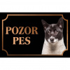 Karelský medvedí pes - Kovová tabuľka POZOR PES