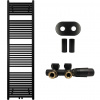 CERANO - Kúpeľňový radiátorový set Lincoln - ústredné vykurovanie - stredové pripojenie 50 mm - 559W - čierna matná - 1800x500 mm
