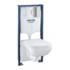 Grohe Solido - Set predstenovej inštalácie, klozetu Edge Ceramic a dosky softclose, tlačidlo Even, chróm 39817000