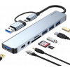 USB Hub Tech-Protect USB-A / Type-C / SD / TF / Audio: 3.5 mm 8 portov