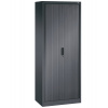 Kancelárska skriňa Omnispace, zalamovacie dvere 800 x 420 x 1980 mm, čierna/sivá