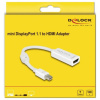 Delock 65128 Mini-DisplayPort / HDMI adaptér [1x mini DisplayPort zástrčka - 1x HDMI zásuvka] biela 12 cm; 65128