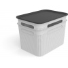 Úložný box s rúčkami BRISEN 7l, 26x18x21cm, biely S vekom / Bez veka: S vekom