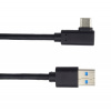 PremiumCord Kabel USB typ C/M zahnutý konektor 90° - USB 3.0 A/M, 3m ku31cz3bk