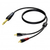 ProCab CLA719/1.5 - Hotový prepojovací audio kábel s konektormi 1x Jack 6,3 mm Stereo 2x RCA (Cinch) Mono. Použitý kvalitný a flexibilný kábel. Dĺžka 1,5m