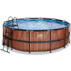 Bazén s filtráciou Wood pool Exit Toys kruhový oceľová konštrukcia 427*122 cm hnedý od 6 rokov