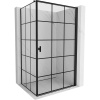 Mexen Mist-B, 1-krídlový výklopný sprchový kút, pravý, 80 x 70 cm, číre sklo-čierna mriežka, 8A2T-080-070-70-77-P
