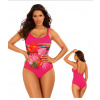 Dámske jednodielne plavky Bali 11 S926BL 11 -1 tmavo ružová s kvetmi - Self M