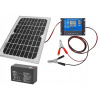 SOLÁRNA BATÉRIA, SOLÁRNY PANEL 20W 12V, REGULOVATEĽNÁ BATÉRIA, DRŽIAKY