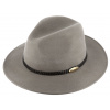 Fiebig - Headwear since 1903 Sivý klobúk fedora plstený s koženým pleteným pásikom - Fiebig Veľkosť: 60 cm