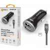 ALIGATOR 3.4A, 2xUSB, smart IC, černá, USB kabel pro iPhone/iPad CHS0007