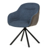 Autronic DCH-Y1143 BLUE2 Stolička jedálenská, modrá látka a tmavo šedá látka v dekore vintage kože, čierny kov, otočná P90 ° + L90 ° s vratným mechanizmom