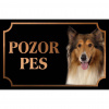 Kólia dlhosrstá (Škótsky ovčiak dlhosrstý) - Kovová tabuľka POZOR PES