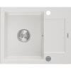 Mexen Enzo granitový drez 1-komorový s odkvapkávacou plochou 576 x 465 mm, biely, sifón chróm - 6506571005-20
