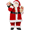Dekorácia MagicHome Vianoce, Santa s darčekmi a medvedíkom, červený, 46 cm