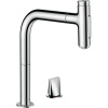 HANSGROHE Metris Select M71 2-otvorová páková drezová batéria s vyťažiteľnou sprškou s prepínaním, 2jet, sBox, výška výtoku 208 mm, chróm, 73818000