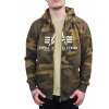 Alpha Industries Basic Zip Hoody Camo pánska mikina Olive Camo Veľkosť: XL, Farba: zelený a hnedý maskáč