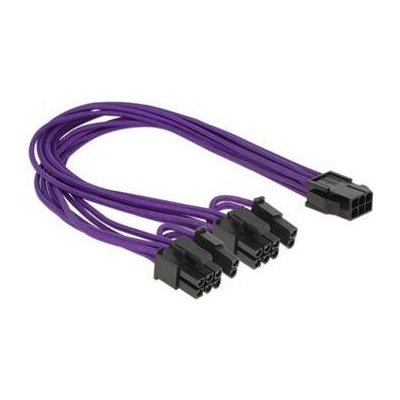 Delock napájecí kabel PCI Express 6 pin samice > 2 x 8 pin samec textilní stínění fialové 83704