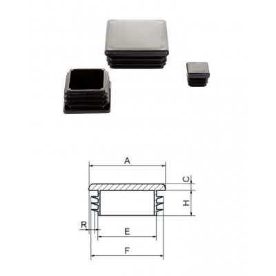 Krytka 30x30mm čierna plastová ZK30x30