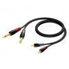 ProCab CLA631/1.5 - Hotový prepojovací kábel osadený konektormi 2x Jack 6,3mm Mono 2x RCA (CINCH), dĺžka 1.5m