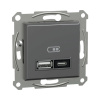 Zásuvka Schneider Electric Asfora AMEPH2700571 USB A+C rýchlonabíjačka 21W antracit