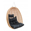 Moskala, SWING závesné kreslo hojdacia, natural/čierna látka,ratan, umelý ratan
