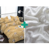Textilomanie Obliečky z mikrovlákna STROMČEKY A OZDOBA žlté + plachta mikroplyš SOFT 90x200 cm biela