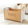 Woodisio Drevený box na hračky pre deti TONI buk Farba: Biela - Transparentný lak, Variant: Maxi