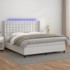 vidaXL Boxspring posteľ s matracom a LED biela 160x200 cm umelá koža - Biela - 57128-12145