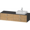 DURAVIT White Tulip závesná skrinka pod umývadlo na dosku (umývadlo vpravo), 4 zásuvky, 1600 x 550 x 408 mm, dub prírodný masív/grafit matný, WT4995RH5580000