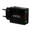 Choetech C0028 2*USB-A sieťová nabíjačka s displejom (čierna)