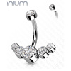Titánový piercing do pupku s vnútorným závitom a 5 zatočenými zirkónmi Farba: číra