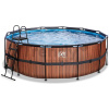 Bazén s pieskovou filtráciou Wood pool Exit Toys kruhový oceľová konštrukcia 427*122 cm hnedý od 6 rokov