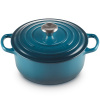 Le Creuset - Liatinový hrniec okrúhly s pokrievkou 24 cm/4,2l modro-zelený