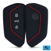 Silikónový obal na autokľúč Volkswagen Golf 8 / Seat Tarraco / Škoda Octavia (2020) (3-tlačidlový) – čierno-červená