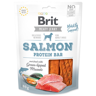 Brit proteínová tyčinka z lososa a kurčaťa pre psy Jerky Salmon Protein Bar 80g