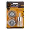 Sada drôtených kief s nástavcom do vŕtačky, 3 ks - HT591001 - Hoteche