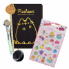 Zápisník A5 St. Majewski Pusheen čierna, odtiene žltej a zlatej (PUSHEEN zápisník, plyšový diár, nálepky, ceruzka, stierateľné pero)