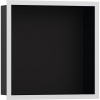 HANSGROHE XtraStoris Individual výklenok do steny, matná čierna s dizajnovým rámom, 300 x 300 x 100 mm, matná biela, 56098700